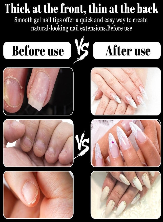 Xyembu 500 Pcs Extra Short Half Cover Almond Nail Tips, Short Almond Nail-Tips, Clear Fake Nails, Press On False Nail-Tips, Pre-shape French Tip, Acrylic Nail Gel Tip for Salon and Home DIY (10 Sizes) - Image 5